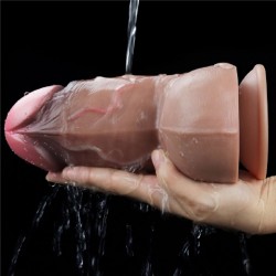 18 cm Realistik Çift Katmanlı Penis Dildo