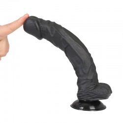 25 cm Siyah Vantuzlu Realistik Penis Anal Vajinal Dildo