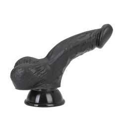 17 cm Vantuzlu Realistik Eğik Siyah Penis Anal Vajinal Dildo