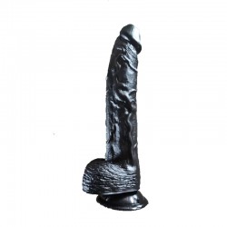 31 cm Realistik Büyük Boy Vantuzlu Siyah Penis Dildo