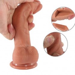 20 CM Yeni Nesil Çift Katmanlı Vantuzlu Tam Realistik Penis