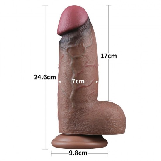 Çift Katmanlı 24,5 Cm Gerçekçi Dev Melez Dildo