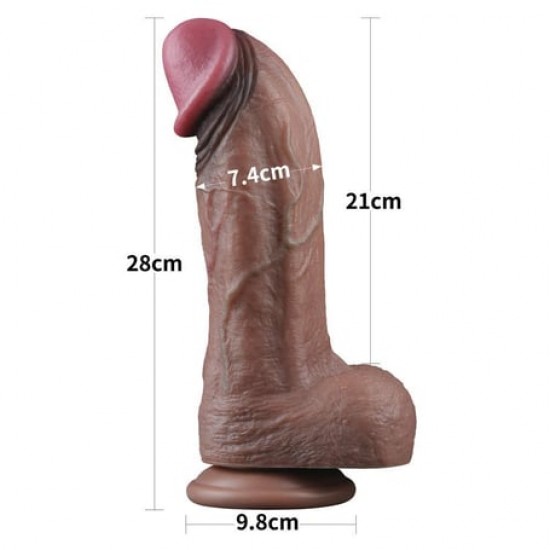 Çift Katmanlı 28 cm Gerçekçi Dev Melez Dildo