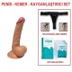 18 cm Belden Bağlamalı Realistik Anal Vajinal Dildo Penis Set