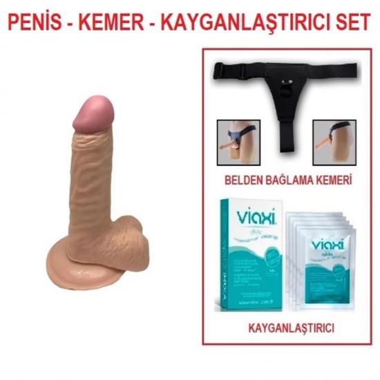 15 cm Belden Bağlamalı Realistik Dildo Penis Set