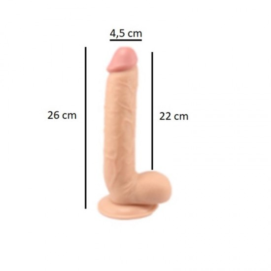 26 cm Vantuzlu Realistik Penis Anal Vajinal Dildo