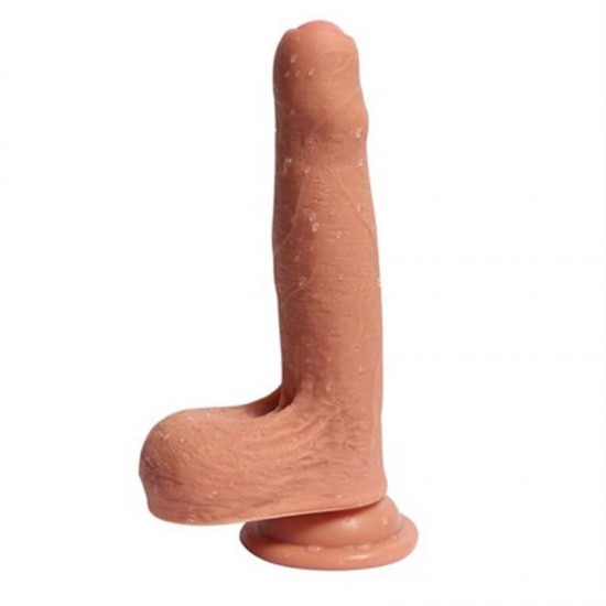 18 cm Belden Bağlamalı Çift Katmanlı Sünnetsiz Realistik Dildo Penis Set