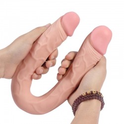 38,5 cm Realistik Çatal Dildo Anal Vajinal Penis - Blake