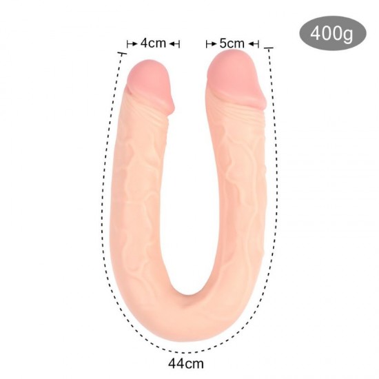 38,5 cm Realistik Çatal Dildo Anal Vajinal Penis - Blake