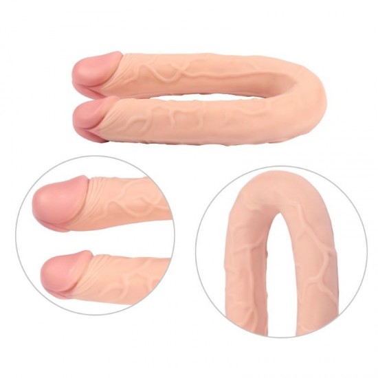 38,5 cm Realistik Çatal Dildo Anal Vajinal Penis - Blake