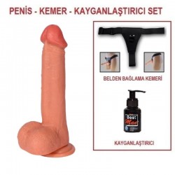 23 cm Belden Bağlamalı Realistik Dildo Penis Set