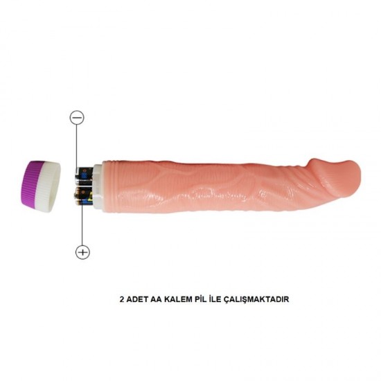 Güçlü Titreşimli 22 cm Realistik Vibratör Gerçekci Penis Dildo