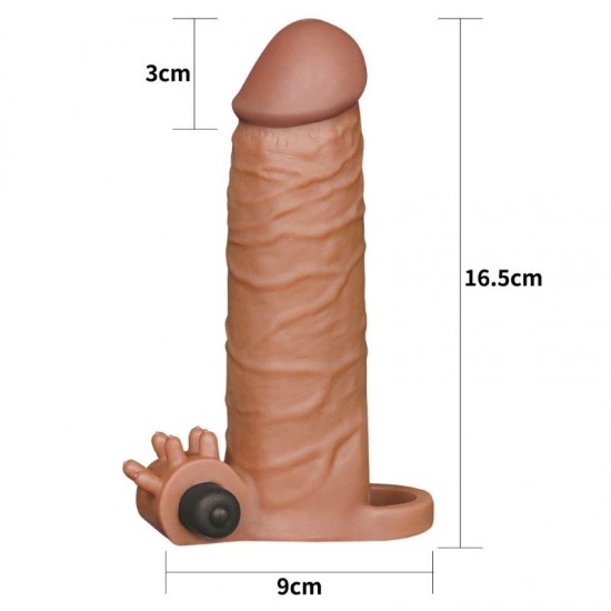 3 cm Uzatmalı Realistik Titreşimli Penis Kılıfı Melez XTender