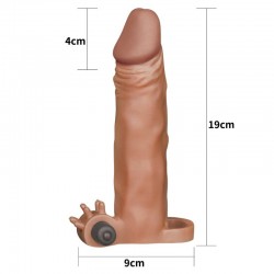 4 cm Uzatmalı Realistik Titreşimli Penis Kılıfı Melez XTender