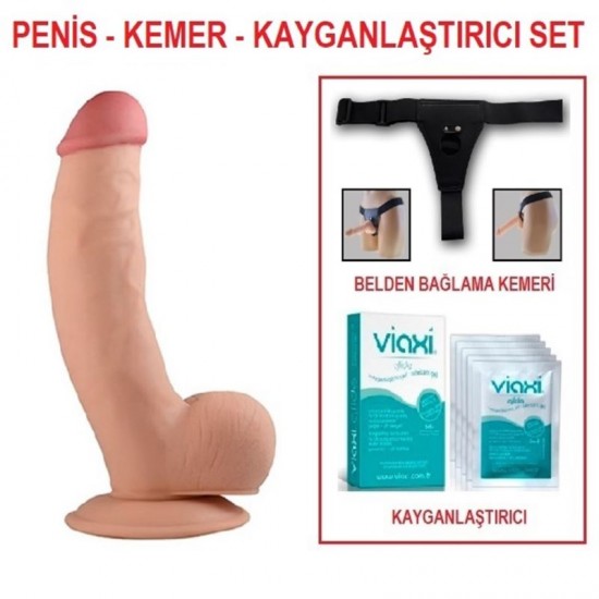 21,5 cm Belden Bağlamalı Realistik Dildo Penis Set