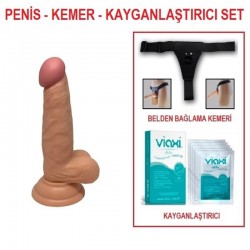 15 cm Belden Bağlamalı Realistik Dildo Penis Set