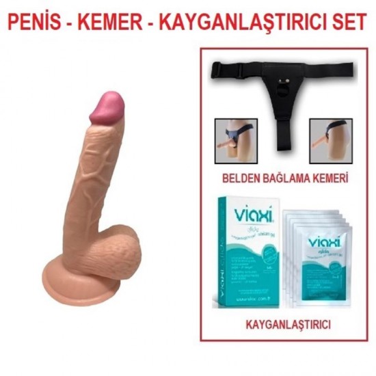 18 cm Belden Bağlamalı Realistik Dildo Penis Set