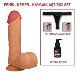 24,5 cm Belden Bağlamalı Gerçekçi Kalın Dildo Penis - King Sized