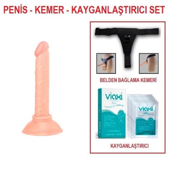 13 cm Belden Bağlamalı Realistik Dildo Penis Set