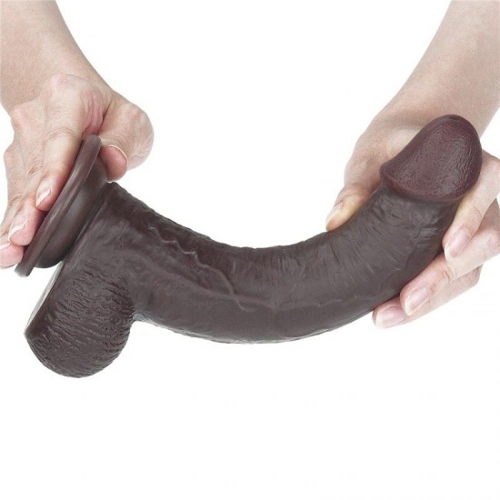 LoveToy Sliding Çift Katmanlı Realistik Dildo 23 cm Siyah