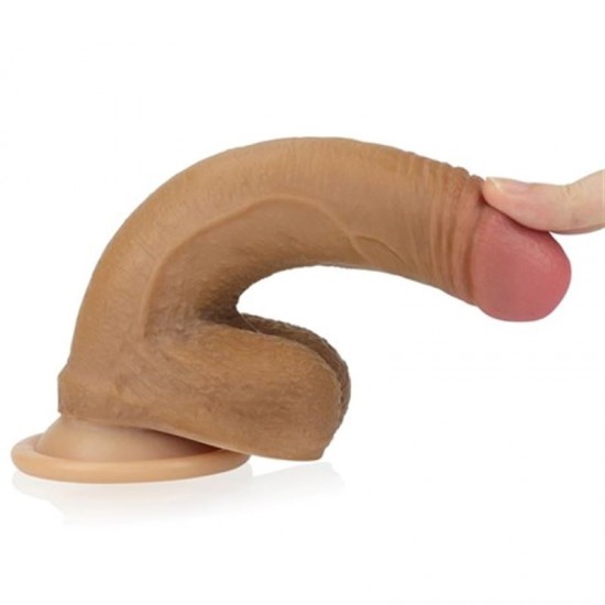 18 cm Belden Bağlamalı Çift Katmanlı Realistik Melez Penis + Kemer + Kayganlaştırıcı Hediyeli