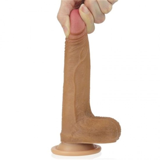 18 cm Belden Bağlamalı Çift Katmanlı Realistik Melez Penis + Kemer + Kayganlaştırıcı Hediyeli