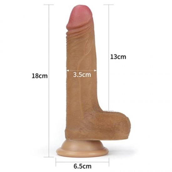 18 cm Belden Bağlamalı Çift Katmanlı Realistik Melez Penis + Kemer + Kayganlaştırıcı Hediyeli