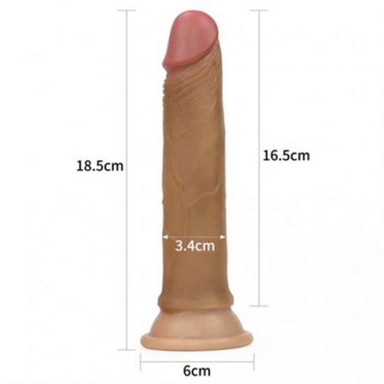 18 cm Belden Bağlamalı Çift Katmanlı Testissiz Melez Realistik Penis + Kemer + Kayganlaştırıcı Hediyeli