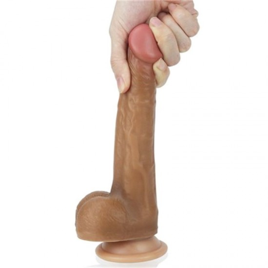 21 cm Belden Bağlamalı Çift Katmanlı Melez Realistik Penis + Kemer + Kayganlaştırıcı Hediyeli