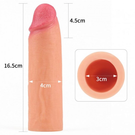 Nature Extender 4.5 cm Dolgulu Premium Ten Rengi Silikon Penis Kılıfı