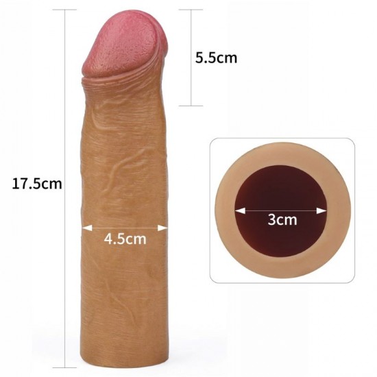 Nature Extender 5,5 cm Dolgulu Premium Melez Silikon Penis Kılıfı