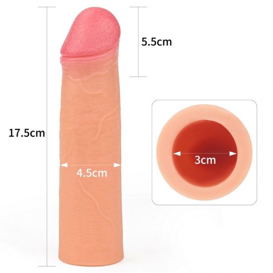 Nature Extender 5,5 cm Dolgulu Premium Ten Rengi Silikon Penis Kılıfı