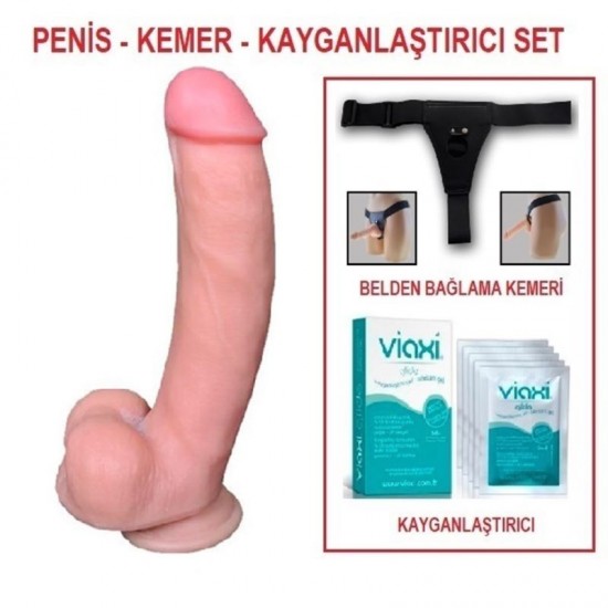 21 cm Belden Bağlamalı Realistik Dildo Penis Set