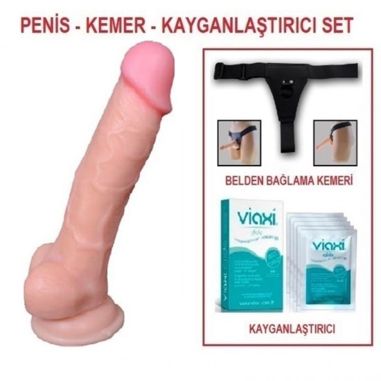 17 cm Belden Bağlamalı Realistik Dildo Penis Set