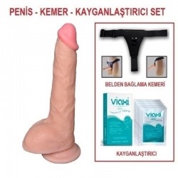 24,5 cm Belden Bağlamalı Realistik Dildo Penis Set