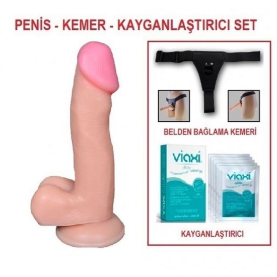 17 cm Belden Bağlamalı Realistik Dildo Penis Set