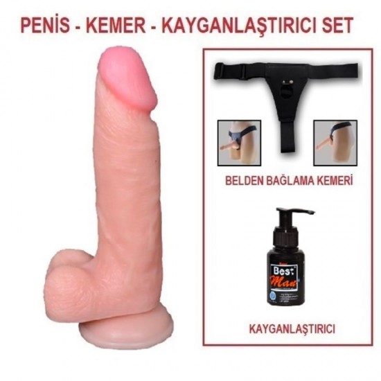 17 cm Belden Bağlamalı Realistik Dildo Penis Set