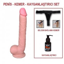 28 cm Belden Bağlamalı Realistik Dildo Penis Set