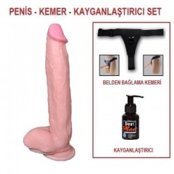 29,5 cm Belden Bağlamalı Realistik Dildo Penis Set