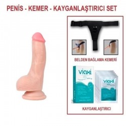 16 cm Belden Bağlamalı Realistik Dildo Penis Set