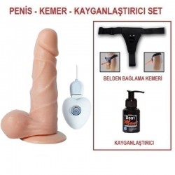 14,5 cm Belden Bağlamalı Titreşimli Realistik Dildo Penis Set