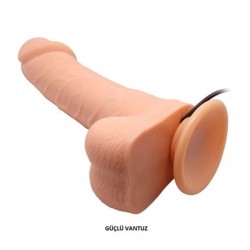 20 cm Kumandalı 360° Oynar Başlı Titreşimli Vibratör Realistik Penis Dildo