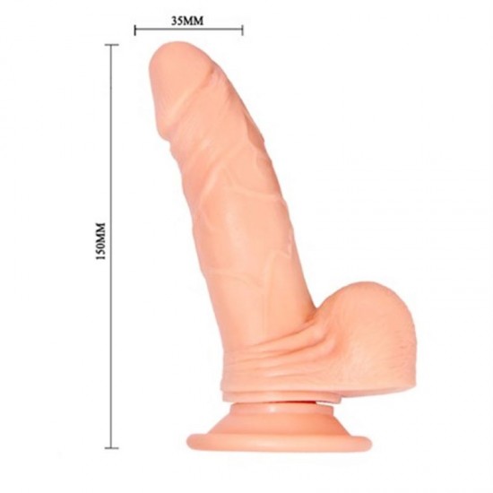 15 cm Belden Bağlamalı Gerçekçi Titreşimli 360° Oynar Başlı Dildo Vibratör Penis