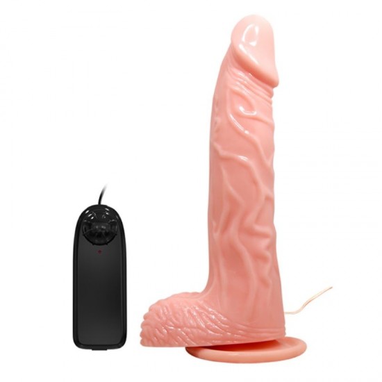 20,5 cm Oynar Başlı Titreşimli Realistik Vibratör Penis - Rota Dong