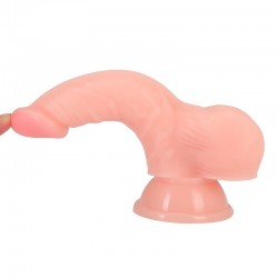 17 cm Vantuzlu Realistik Eğik Penis Anal Vajinal Dildo