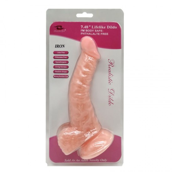 Eğimli 19 cm Vantuzlu Realistik Dildo Penis