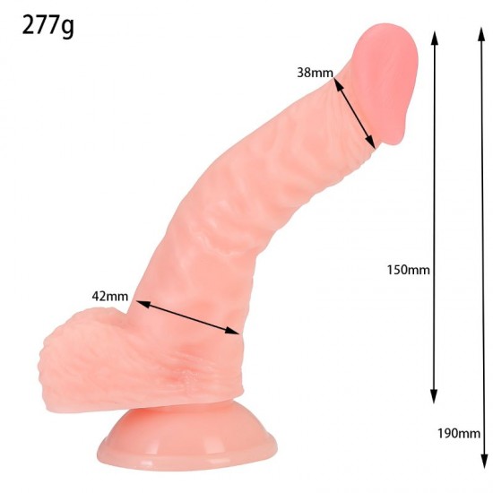 Eğimli 19 cm Belden Bağlamalı Vantuzlu Realistik Penis