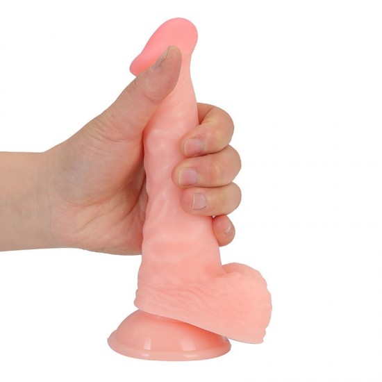 Eğimli 19 cm Belden Bağlamalı Vantuzlu Realistik Penis