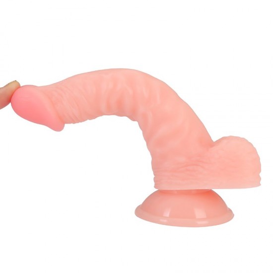 Eğimli 19 cm Belden Bağlamalı Vantuzlu Realistik Penis