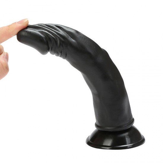 20,7 cm.Realistik Vantuzlu Siyah Renk Dildo Penis